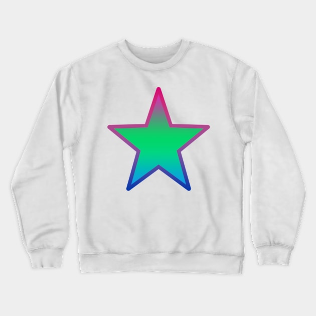 Bi+ Star (Poly Flag with Bi Flag outline) Crewneck Sweatshirt by opalaricious